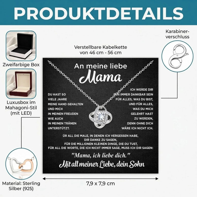 Personalisierte Liebesknoten-Halskette  – Muttertagsgeschenk für Mama, Oma - Mit all meiner Liebe