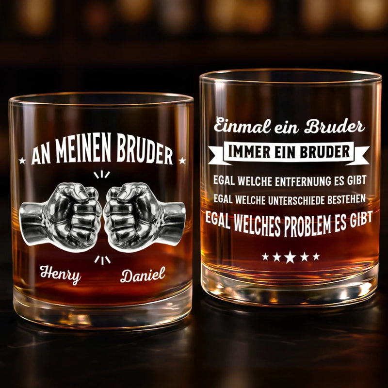 Personalisierte Whiskyglas – Geschenk für Bruder – Immer ein Bruder