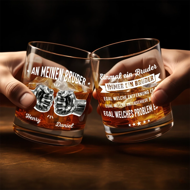 Personalisierte Whiskyglas – Geschenk für Bruder – Immer ein Bruder