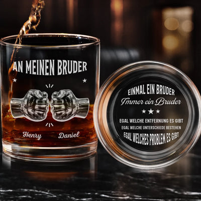 Personalisiertes Whiskyglas mit Boden- und Seiten-Gravur – Geschenk für Bruder – Mein Bruder fürs Leben