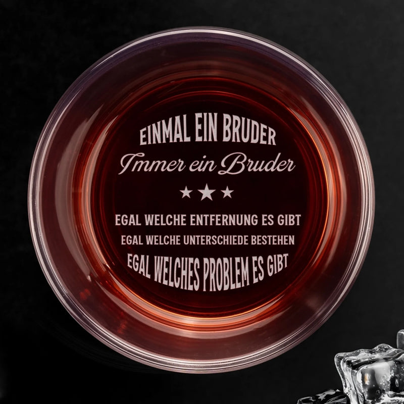 Personalisiertes Whiskyglas mit Boden- und Seiten-Gravur – Geschenk für Bruder – Mein Bruder fürs Leben