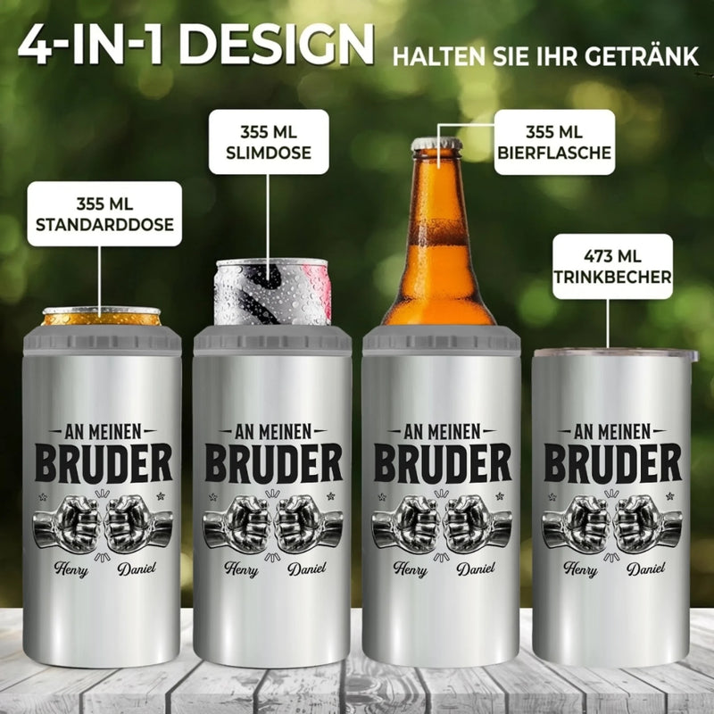 Personalisierte 4-in-1-Dosenkühler
 – Geschenk für Bruder – Einmal ein Bruder, immer ein Bruder