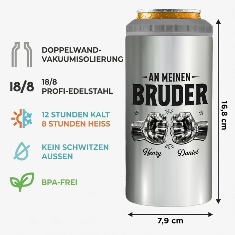 Personalisierte 4-in-1-Dosenkühler
 – Geschenk für Bruder – Einmal ein Bruder, immer ein Bruder