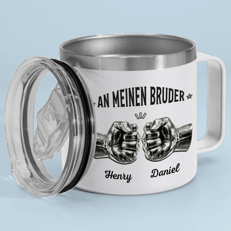Personalisierter Thermobecher mit Henkel – Geschenk für Bruder – Egal welches Problem es gibt