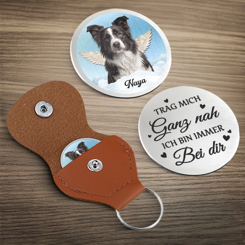 Personalisierter Taschenknuddler mit Foto – Tiergedenkgeschenk für Haustierbesitzer – Immer bei mir, niemals allein