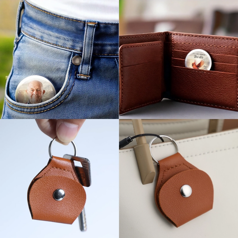 Personalisierter Taschenknuddler mit Foto – Gedenken an Verstorbene – Immer bei dir