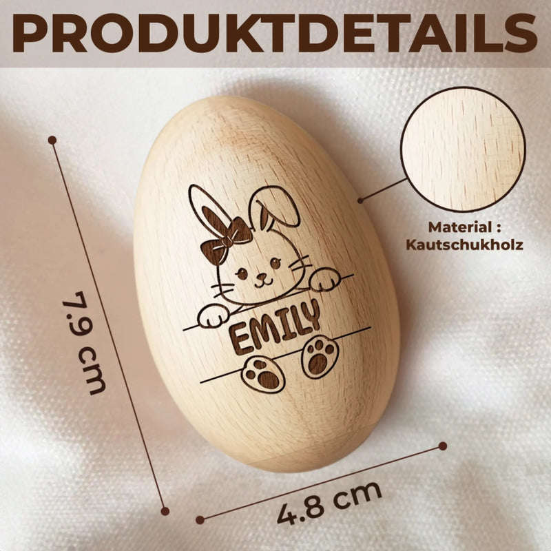 Personalisierter Eier-Shaker aus Holz – Ostergeschenk für Babys – Eier suchen, Freude finden
