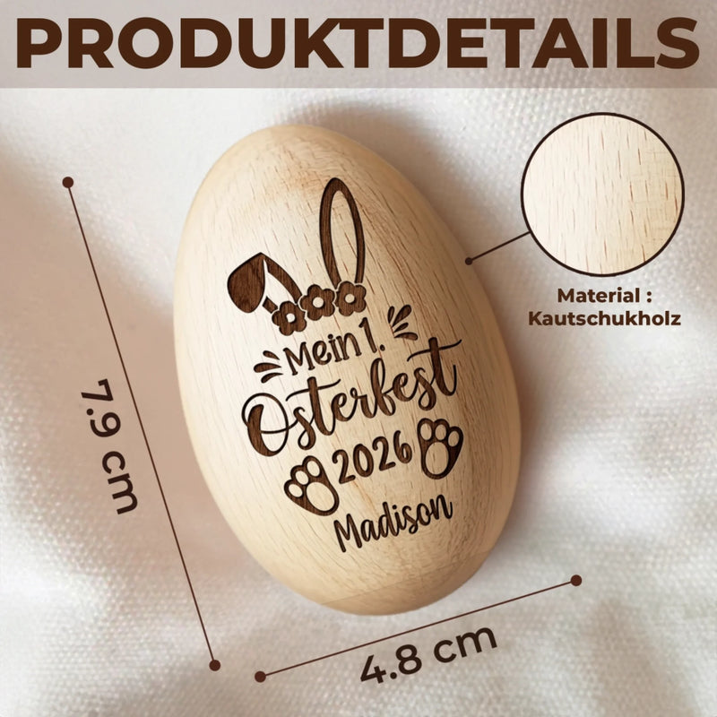 Personalisierter Eier-Shaker aus Holz – Ostergeschenk für Babys – Besondere Erinnerungen