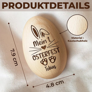Personalisierter Eier-Shaker aus Holz – Ostergeschenk für Babys – Frühlingserwachen