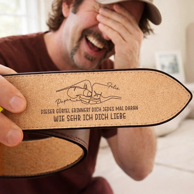 Personalisierter Ledergürtel mit Gravur – Geschenk für Papa, Opa – Wie sehr ich dich liebe