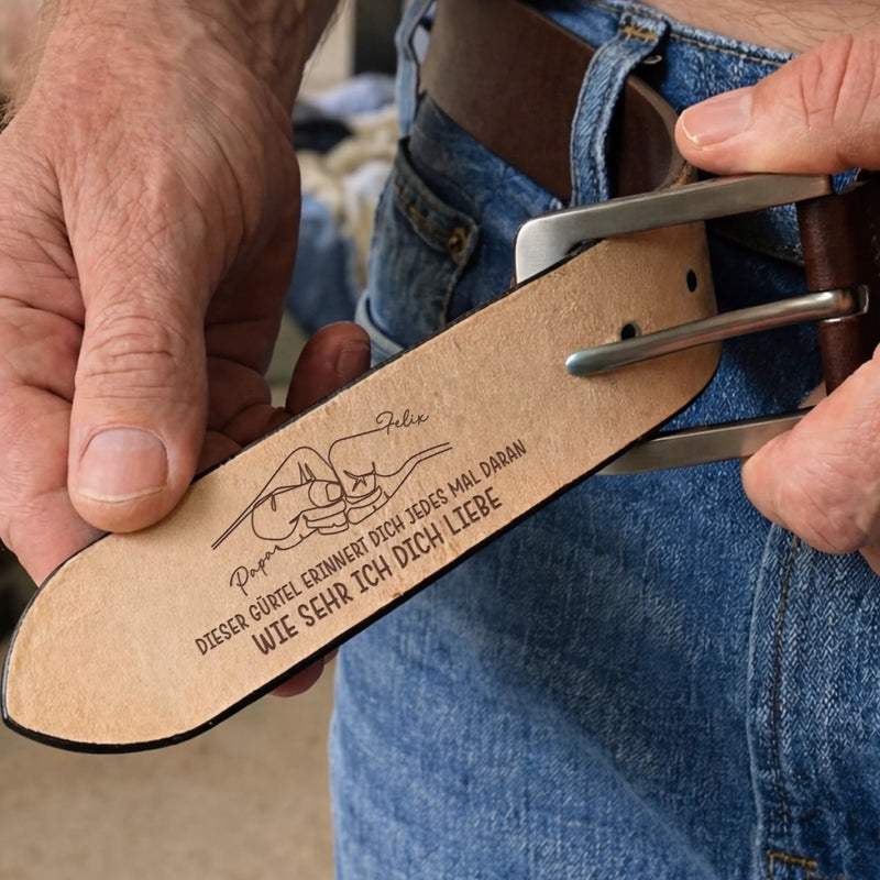 Personalisierter Ledergürtel mit Gravur – Geschenk für Papa, Opa – Wie sehr ich dich liebe