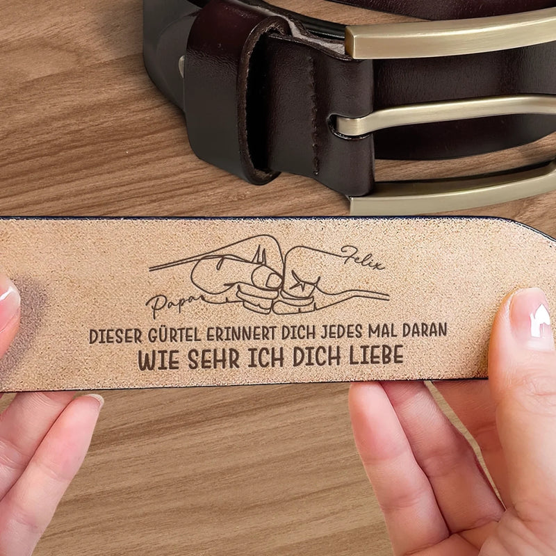 Personalisierter Ledergürtel mit Gravur – Geschenk für Papa, Opa – Wie sehr ich dich liebe