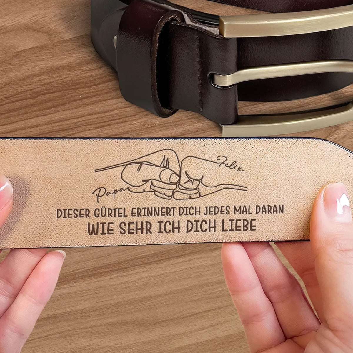 Personalisierter Ledergürtel mit Gravur – Geschenk für Papa, Opa – Wie sehr ich dich liebe