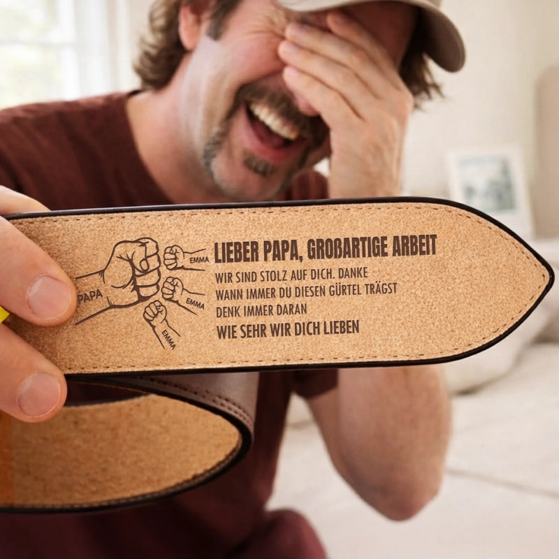 Personalisierter Ledergürtel mit Gravur – Geschenk für Opa, Papa – Wie sehr wir dich liebe