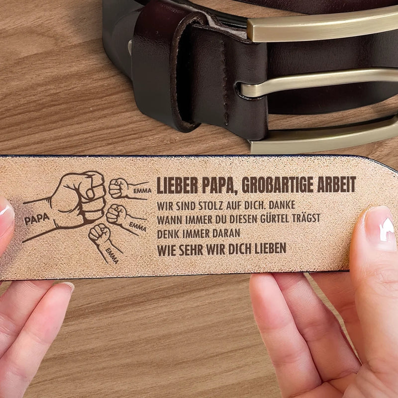 Personalisierter Ledergürtel mit Gravur – Geschenk für Opa, Papa – Wie sehr wir dich liebe