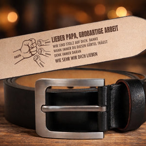 Personalisierter Ledergürtel mit Gravur – Geschenk für Opa, Papa – Wie sehr wir dich liebe