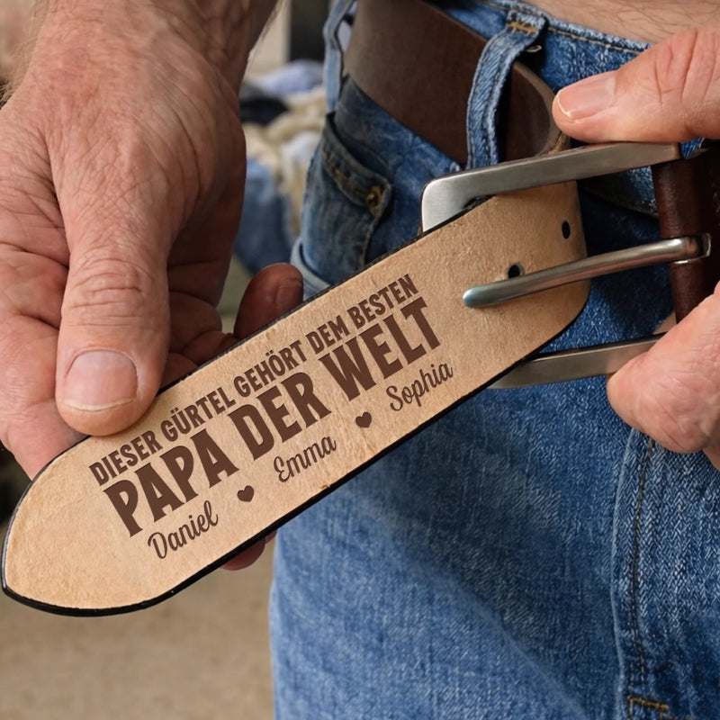 Personalisierter Ledergürtel mit Gravur – Geschenk für Opa, Papa – Papa der welt
