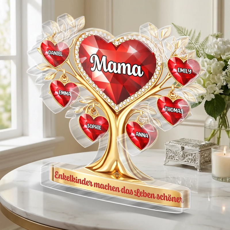 Personalisierte Acrylplakette – Muttertagsgeschenk für Mama, Oma - Zeit vergeht, Liebe bleibt