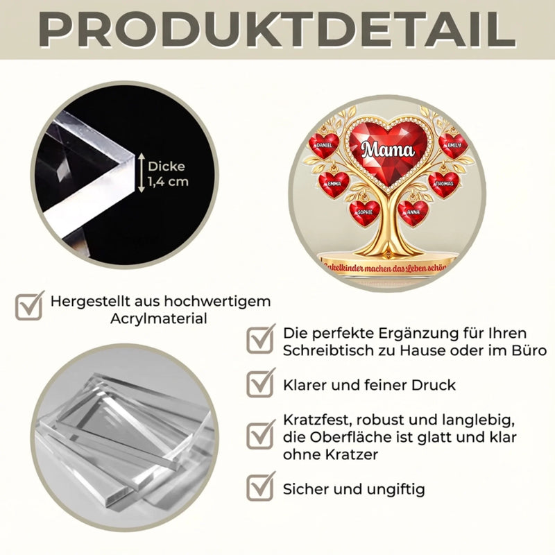 Personalisierte Acrylplakette – Muttertagsgeschenk für Mama, Oma - Zeit vergeht, Liebe bleibt