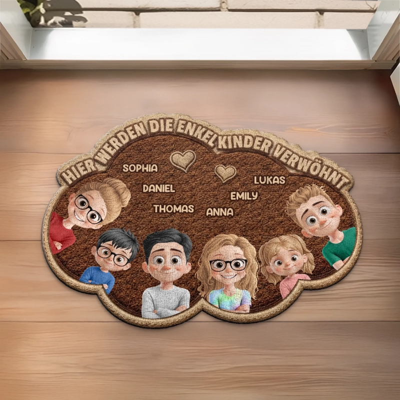 Personalisierte geformte Fußmatte – Geschenk für Enkelkinder – Enkelkinder verwöhnt