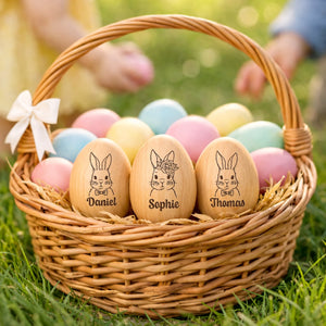 Personalisierter Eier-Shaker aus Holz – Ostergeschenk für Babys – Meine erste Osterei