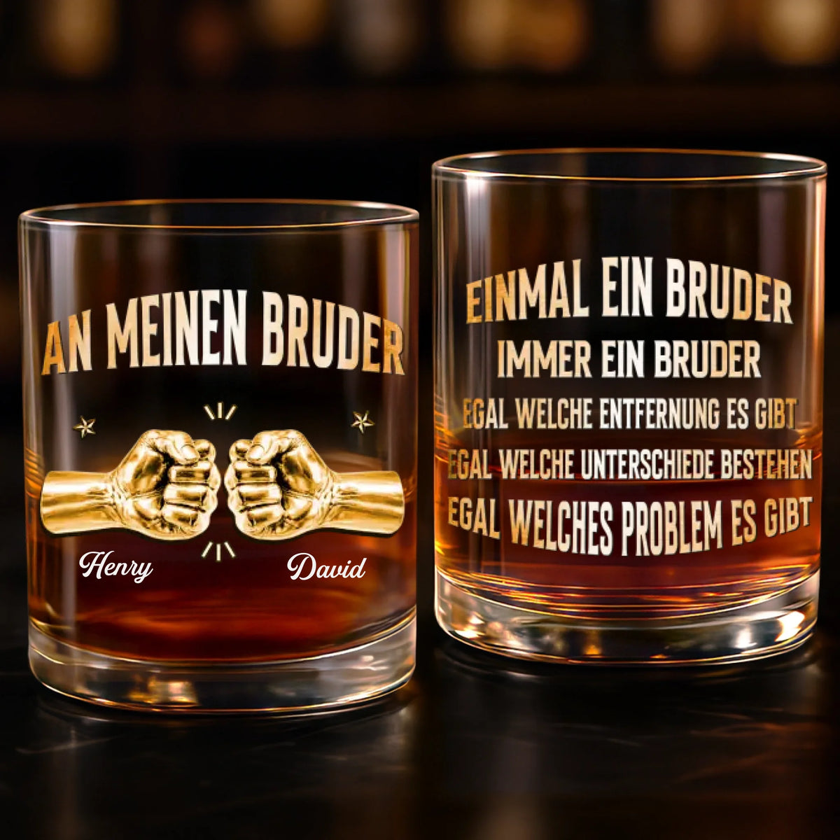 Personalisierte Whiskyglas – Vatertagsgeschenk für Sohn, Bruder – Wir halten immer zusammen