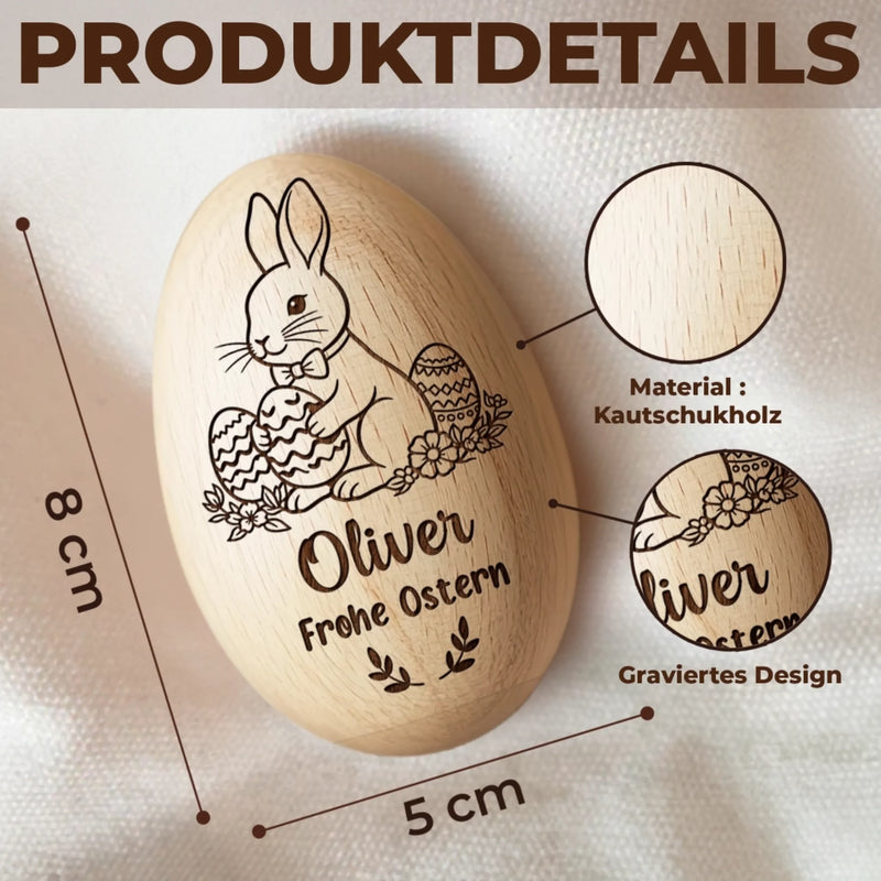 Personalisierter Eier-Shaker aus Holz – Ostergeschenk für Babys – Mein erstes Osterwunder