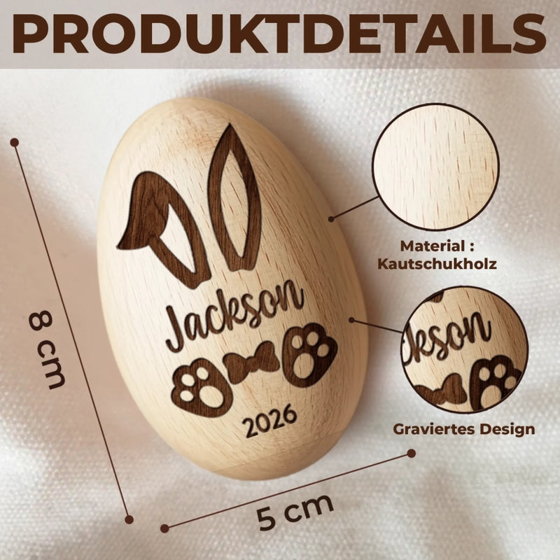 Personalisierter Eier-Shaker aus Holz – Ostergeschenk für Babys – Ein Osterei voller Glück