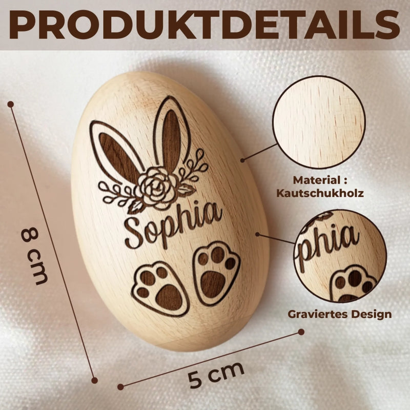 Personalisierter Eier-Shaker aus Holz – Ostergeschenk für Babys – Ein Geschenk der Liebe