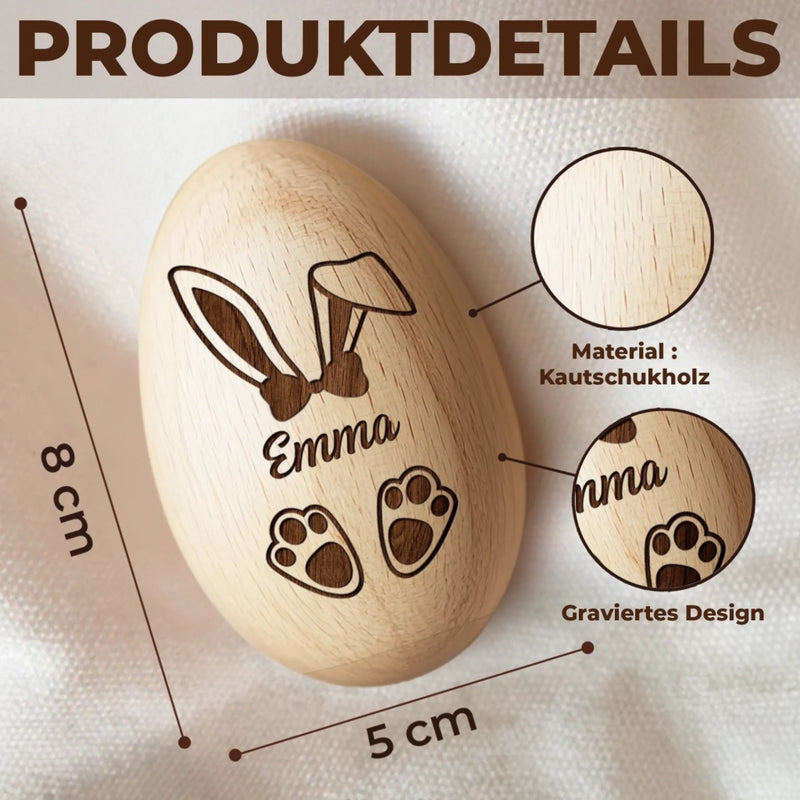 Personalisierter Eier-Shaker aus Holz – Ostergeschenk für Babys – Einzigartig und süß