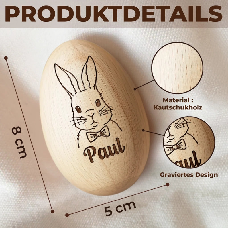 Personalisierter Eier-Shaker aus Holz – Ostergeschenk für Babys – Meine erste Osterei