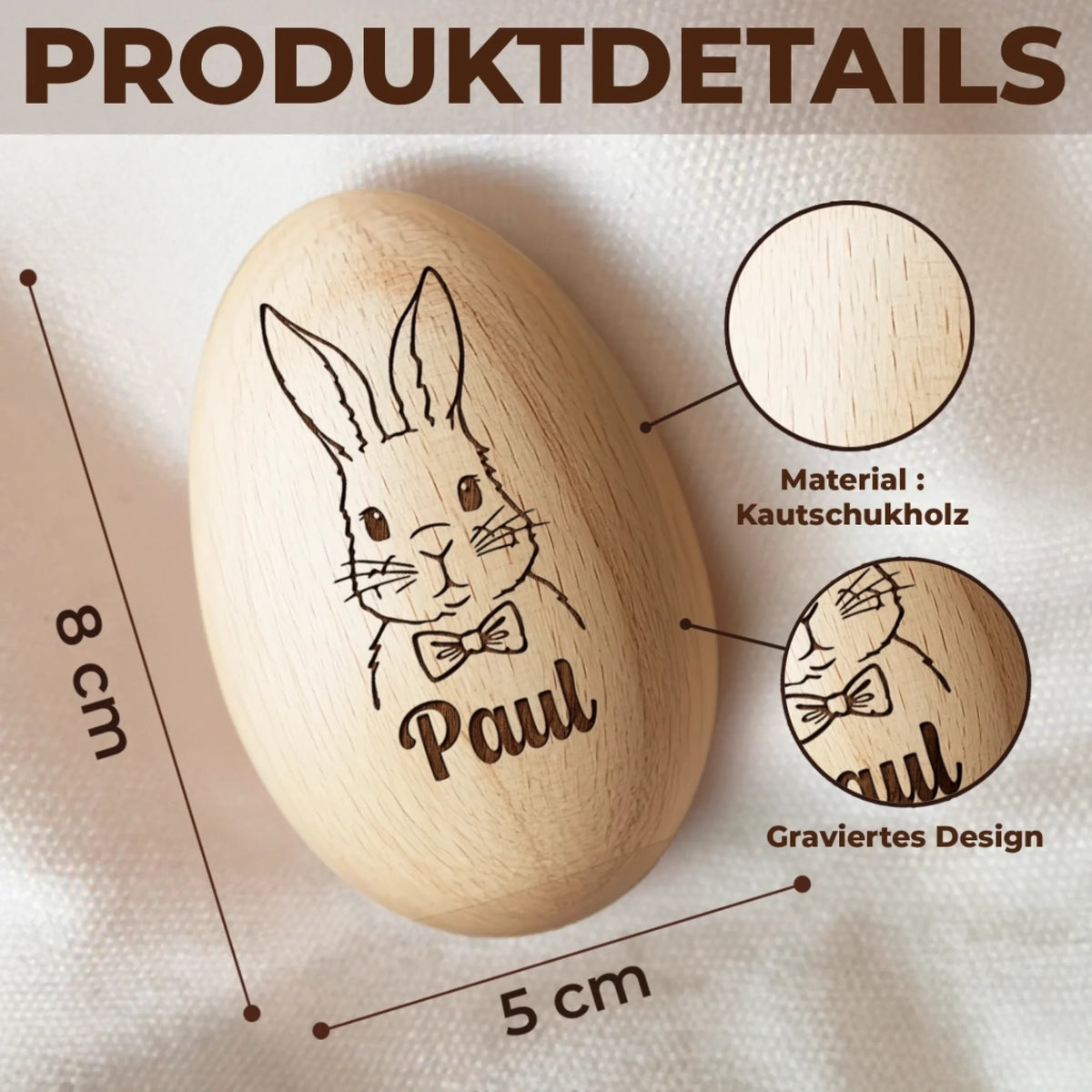 Personalisierter Eier-Shaker aus Holz – Ostergeschenk für Babys – Meine erste Osterei