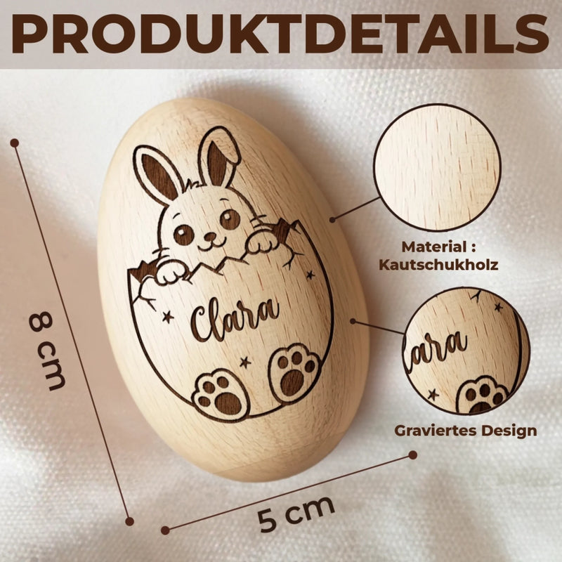 Personalisierter Eier-Shaker aus Holz – Ostergeschenk für Babys – Mein allererstes Ostern