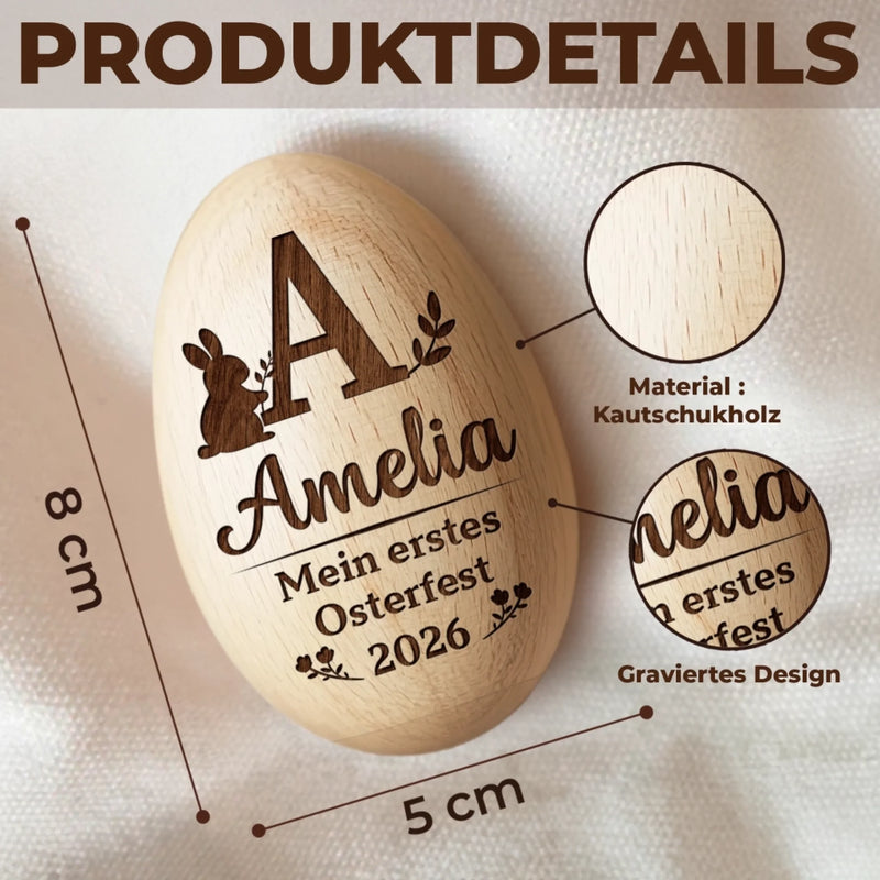 Personalisierter Eier-Shaker aus Holz – Ostergeschenk für Babys – Ein Symbol der Liebe