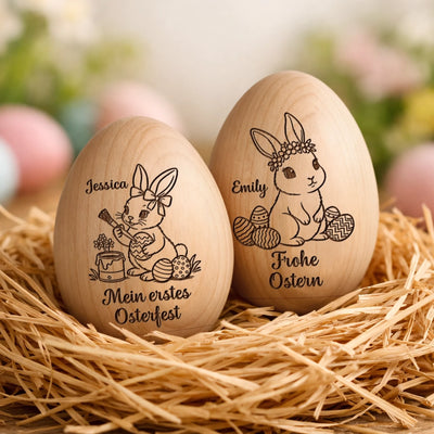 Personalisierter Eier-Shaker aus Holz – Ostergeschenk für Babys – Ein Zeichen der Liebe