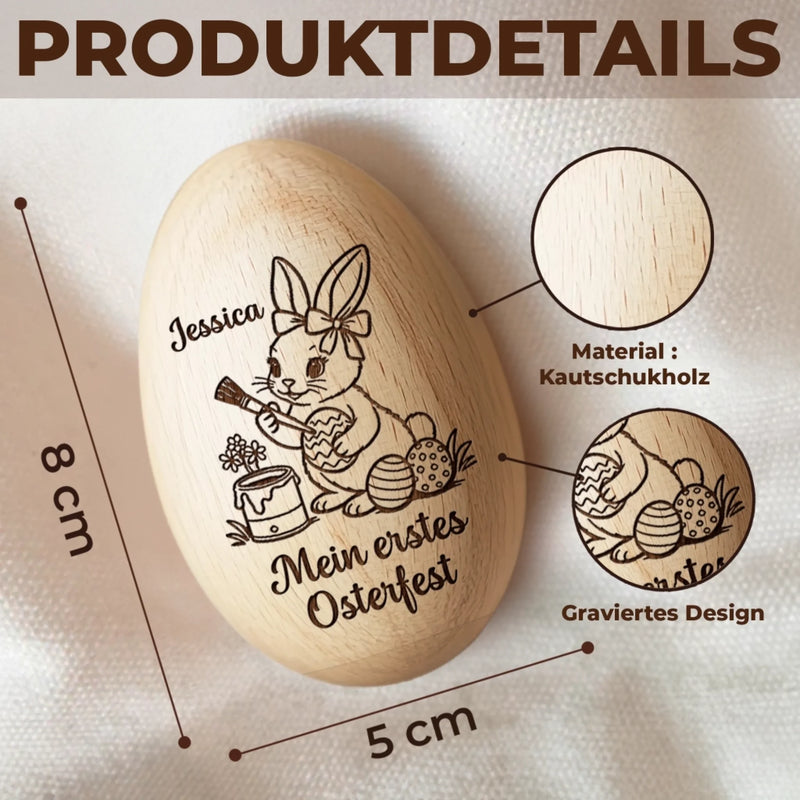 Personalisierter Eier-Shaker aus Holz – Ostergeschenk für Babys – Ein Zeichen der Liebe