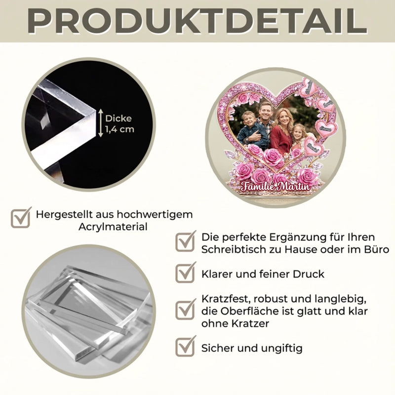 Personalisierte Acrylplakette – Muttertagsgeschenk für Mama, Oma, Familie - Liebe bleibt für immer