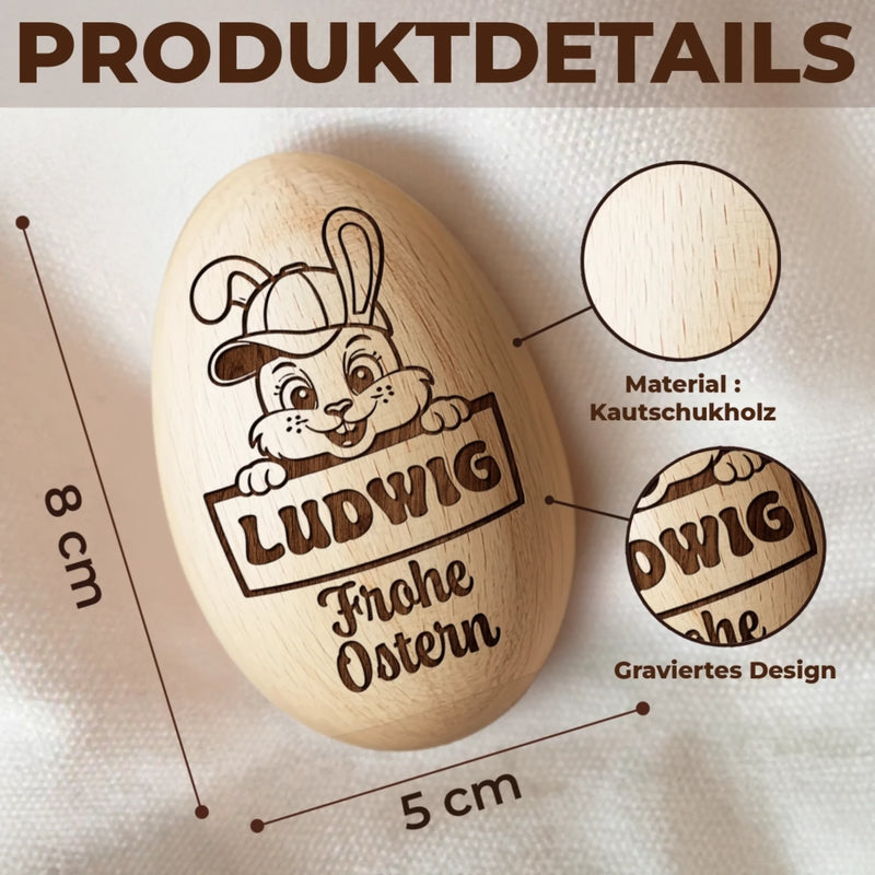 Personalisierter Eier-Shaker aus Holz – Ostergeschenk für Babys – Aus Liebe gemacht