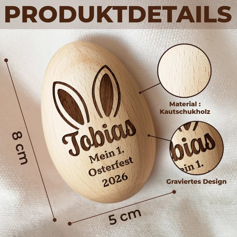 Personalisierter Eier-Shaker aus Holz – Ostergeschenk für Babys – Ein Zeichen wahrer Liebe