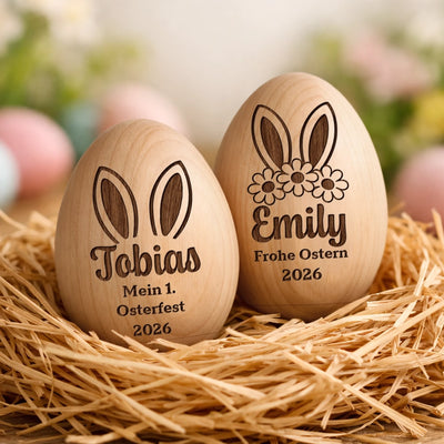 Personalisierter Eier-Shaker aus Holz – Ostergeschenk für Babys – Ein Zeichen wahrer Liebe