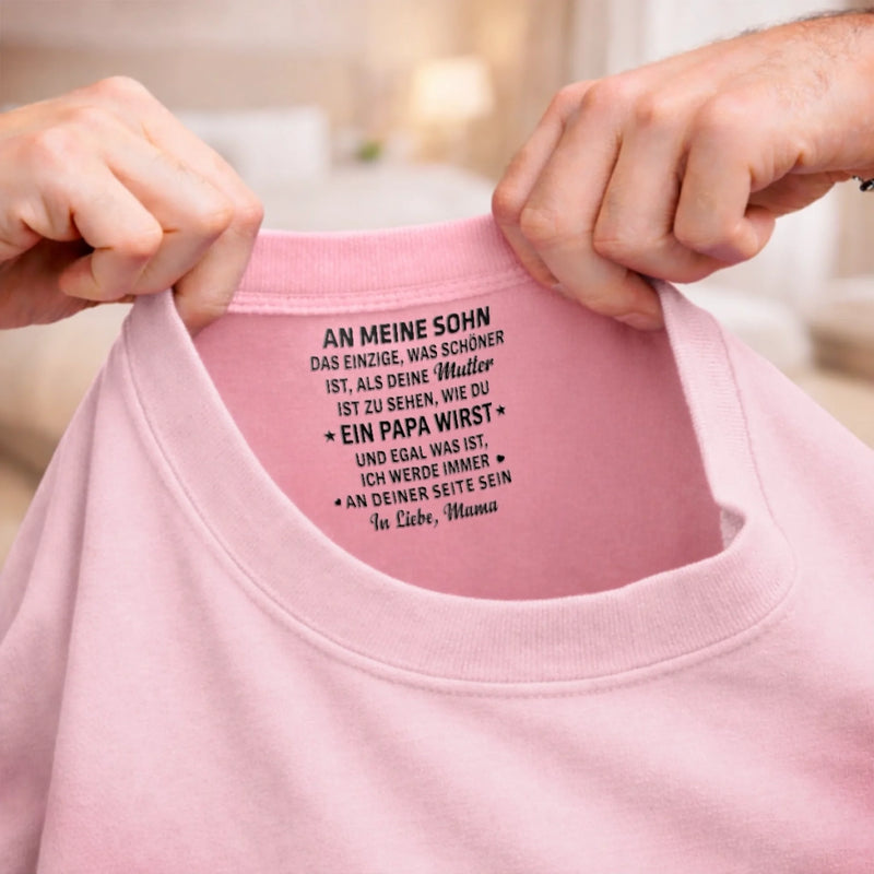 Personalisiertes Unisex-T-Shirt mit Innenkragen-Druck – Geschenk für Sohn – Lache, Liebe, Lebe