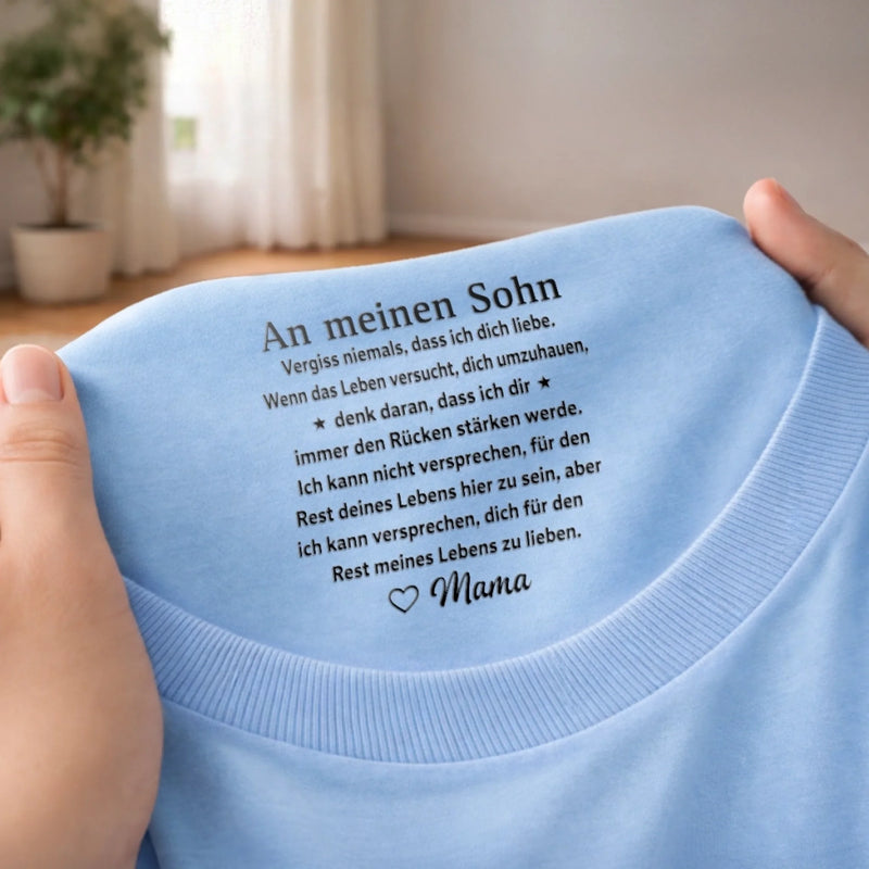 Personalisiertes Unisex-T-Shirt mit Innenkragen-Druck – Geschenk für Sohn – An meinen Sohn