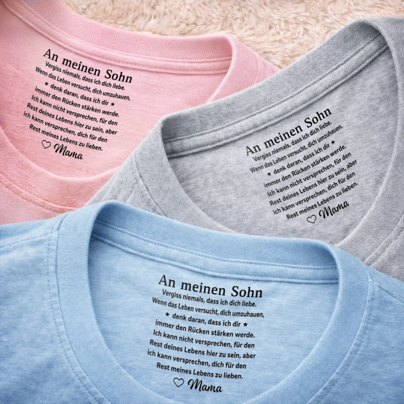 Personalisiertes Unisex-T-Shirt mit Innenkragen-Druck – Geschenk für Sohn – An meinen Sohn