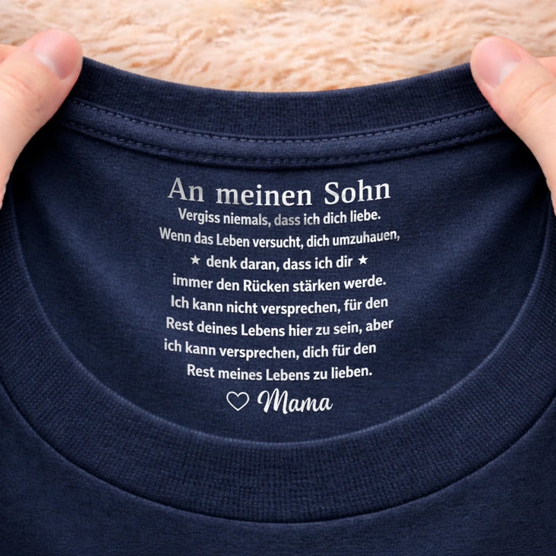 Personalisiertes Unisex-T-Shirt mit Innenkragen-Druck – Geschenk für Sohn – An meinen Sohn