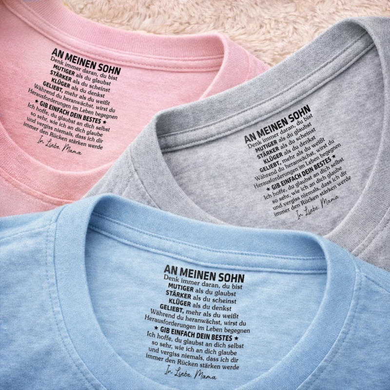 Personalisiertes Unisex-T-Shirt mit Innenkragen-Druck – Geschenk für Sohn – Mutiger