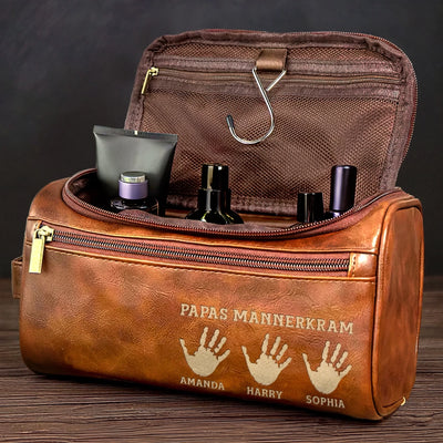 Personalisierte Leder-kulturtasche mit Gravur - Geburtstagsgeschenke für Papa, Opa – Papas Lieblingssachen