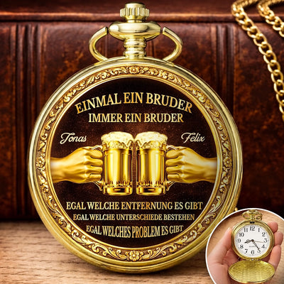 Personalisierte goldene Taschenuhr – Geschenk für Bruder – Brüder für immer