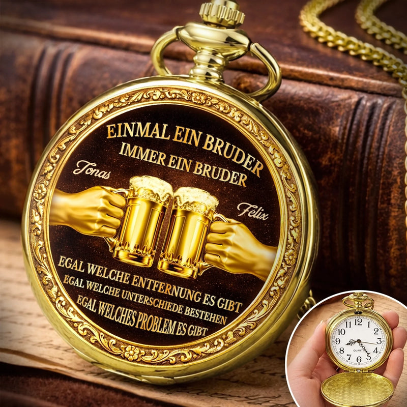 Personalisierte goldene Taschenuhr – Geschenk für Bruder – Brüder für immer
