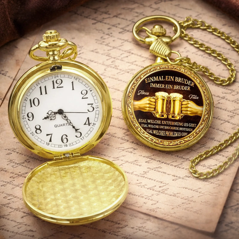 Personalisierte goldene Taschenuhr – Geschenk für Bruder – Brüder für immer