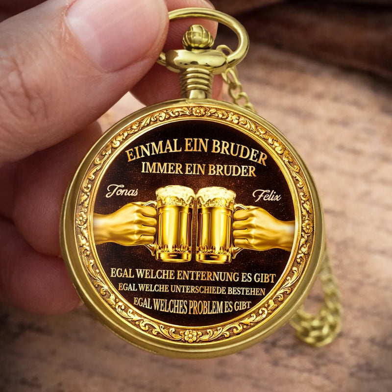 Personalisierte goldene Taschenuhr – Geschenk für Bruder – Brüder für immer
